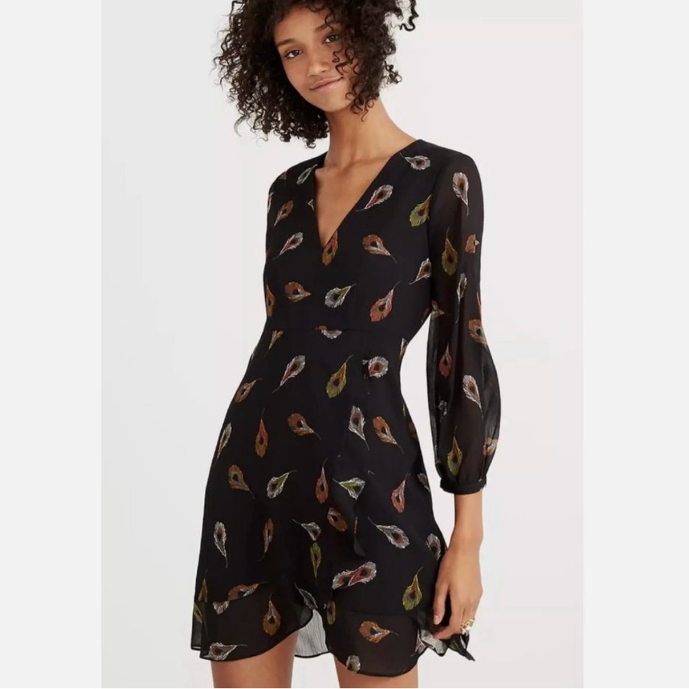 Madewell Poppy Dress, Peacock Feather Print, Sz 6